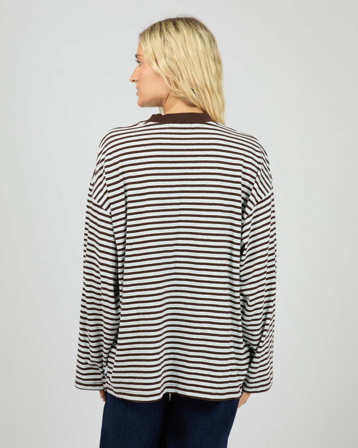 WINNIE LS STRIPE TEE - OCEAN BLUE