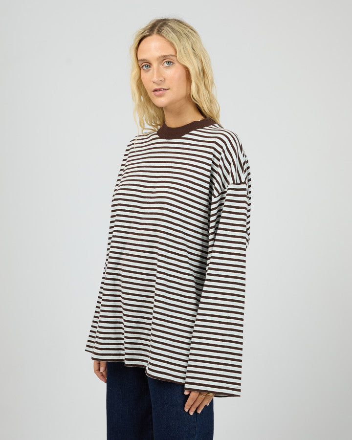 WINNIE LS STRIPE TEE - OCEAN BLUE