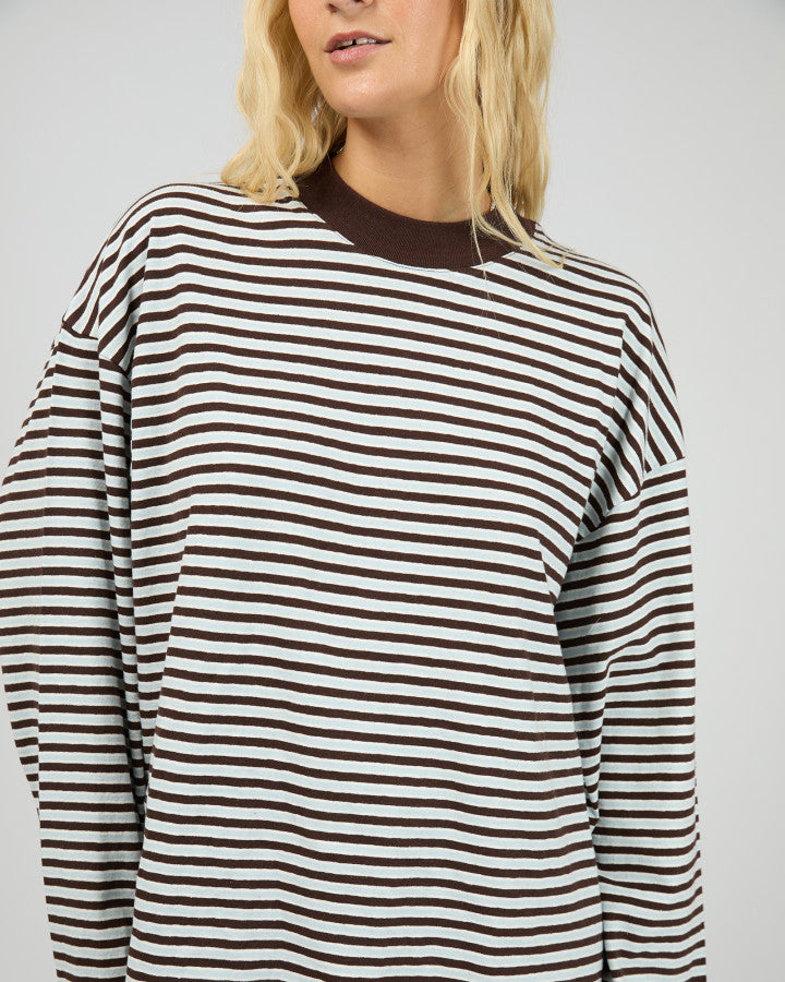 WINNIE LS STRIPE TEE - OCEAN BLUE