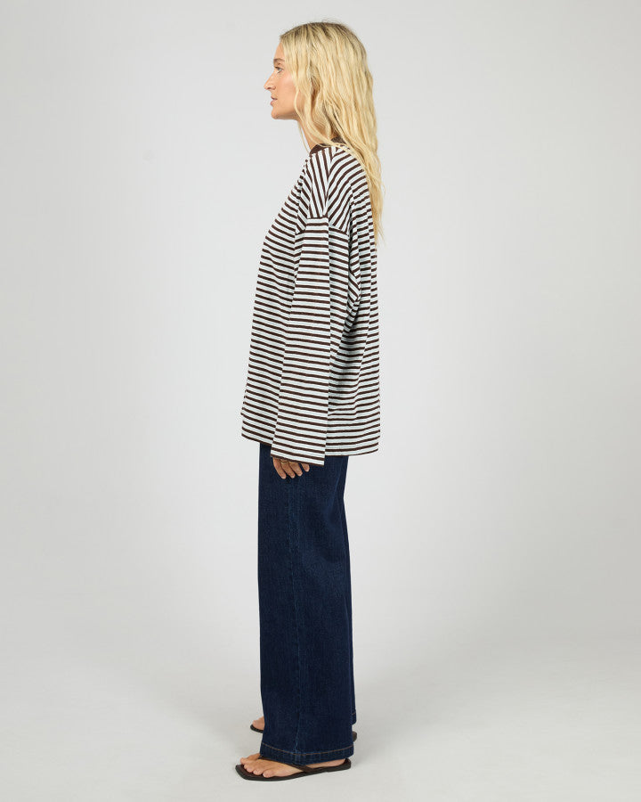 WINNIE LS STRIPE TEE - OCEAN BLUE