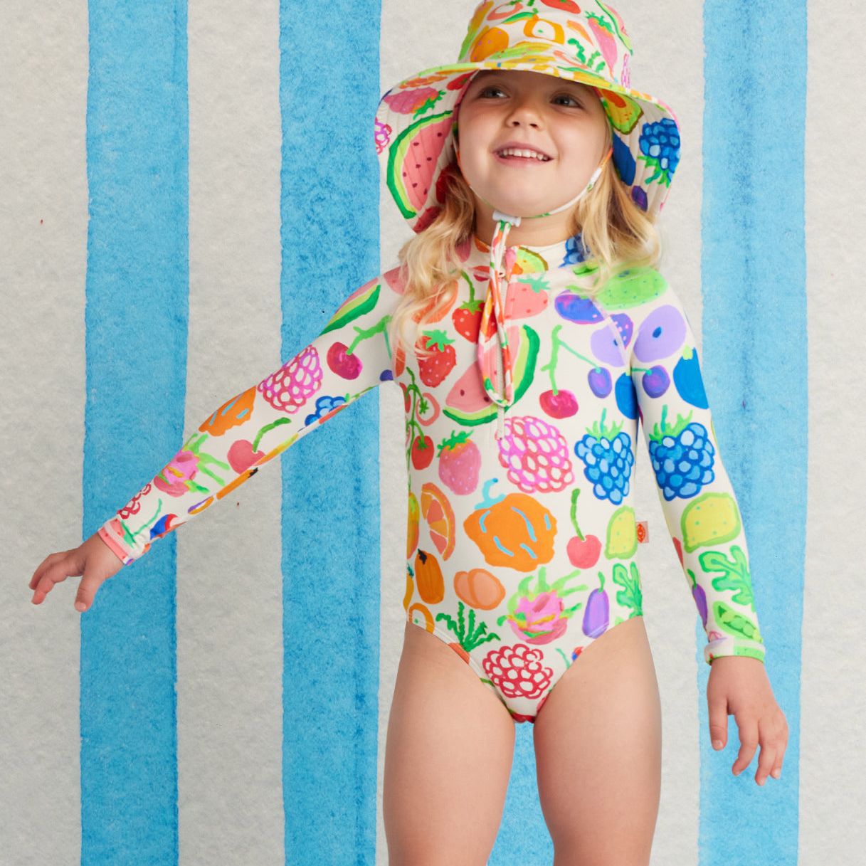 Eat The Rainbow Long Sleeve Zip Bather