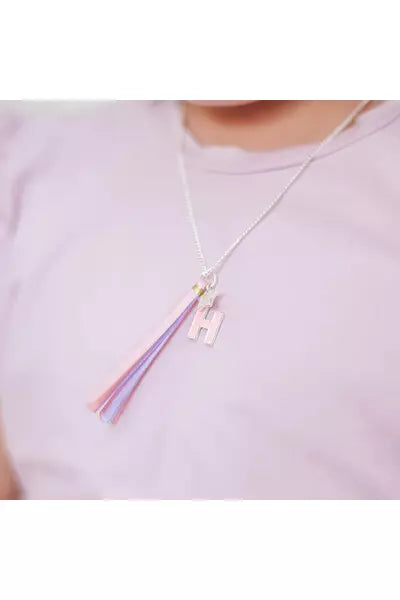 Pink Glitter Initial Necklace