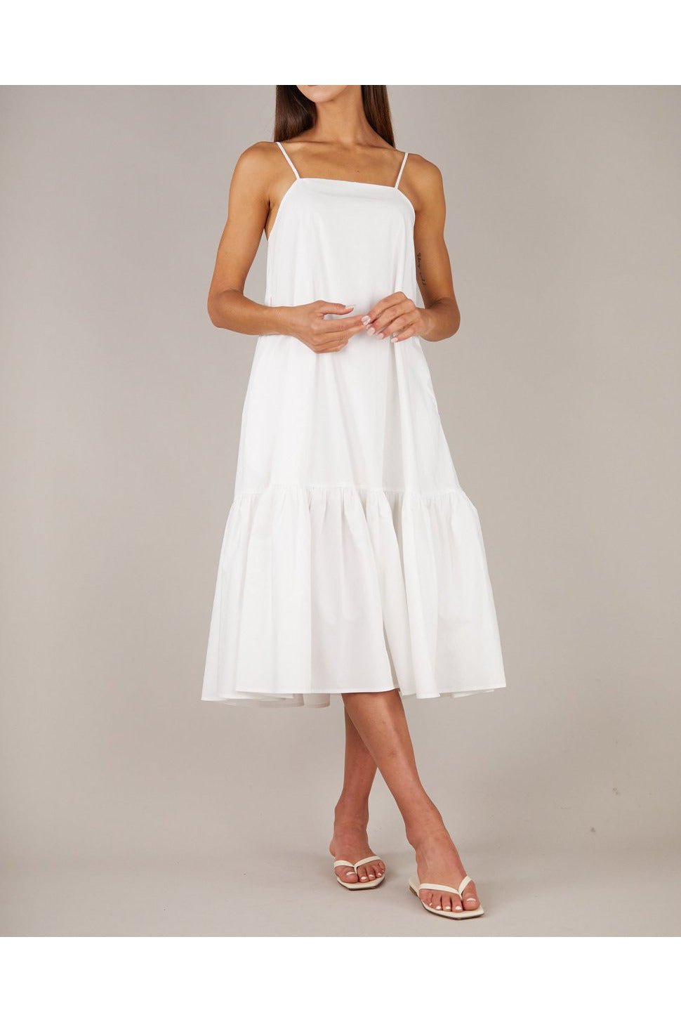 Zadie Poplin Midi Dress - White