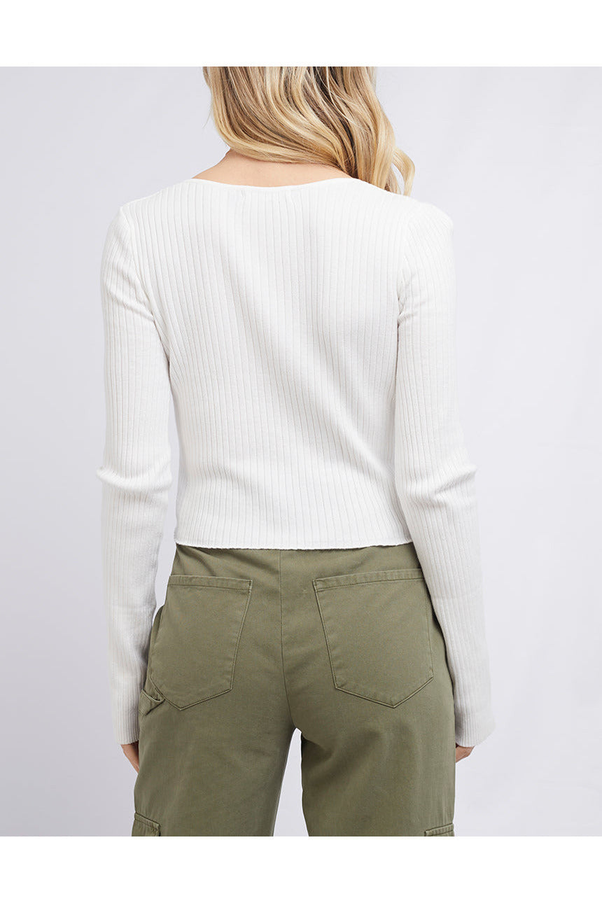 ALBA LS KNIT TOP - VINTAGE WHITE