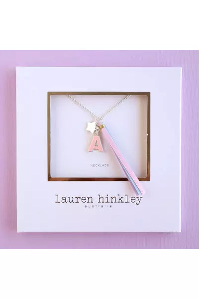 Pink Glitter Initial Necklace