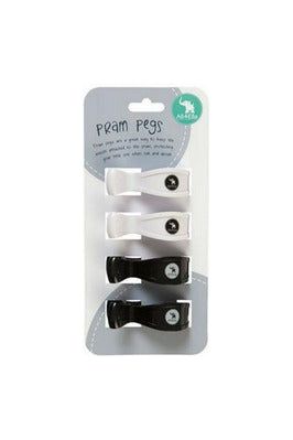 Pram Pegs 4 Pack - Black & White