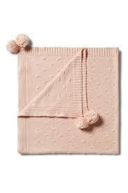 Knitted Spot Jacquard Blanket - Flamingo Oatmeal Fleck
