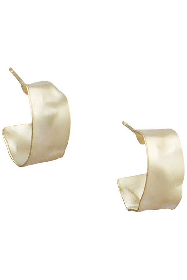 Gold Battered Small Hoop Earrings