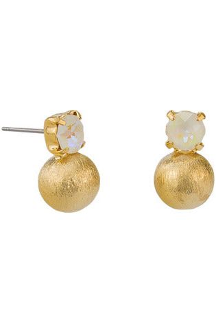 White Opal Crystal & Ball Earring