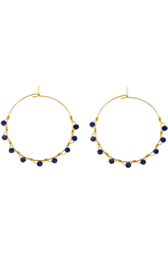 Blue Stone Wired Hoops