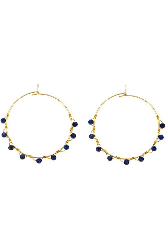 Blue Stone Wired Hoops