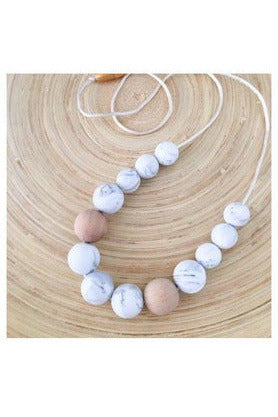 Evie Teething Necklace - White Marble