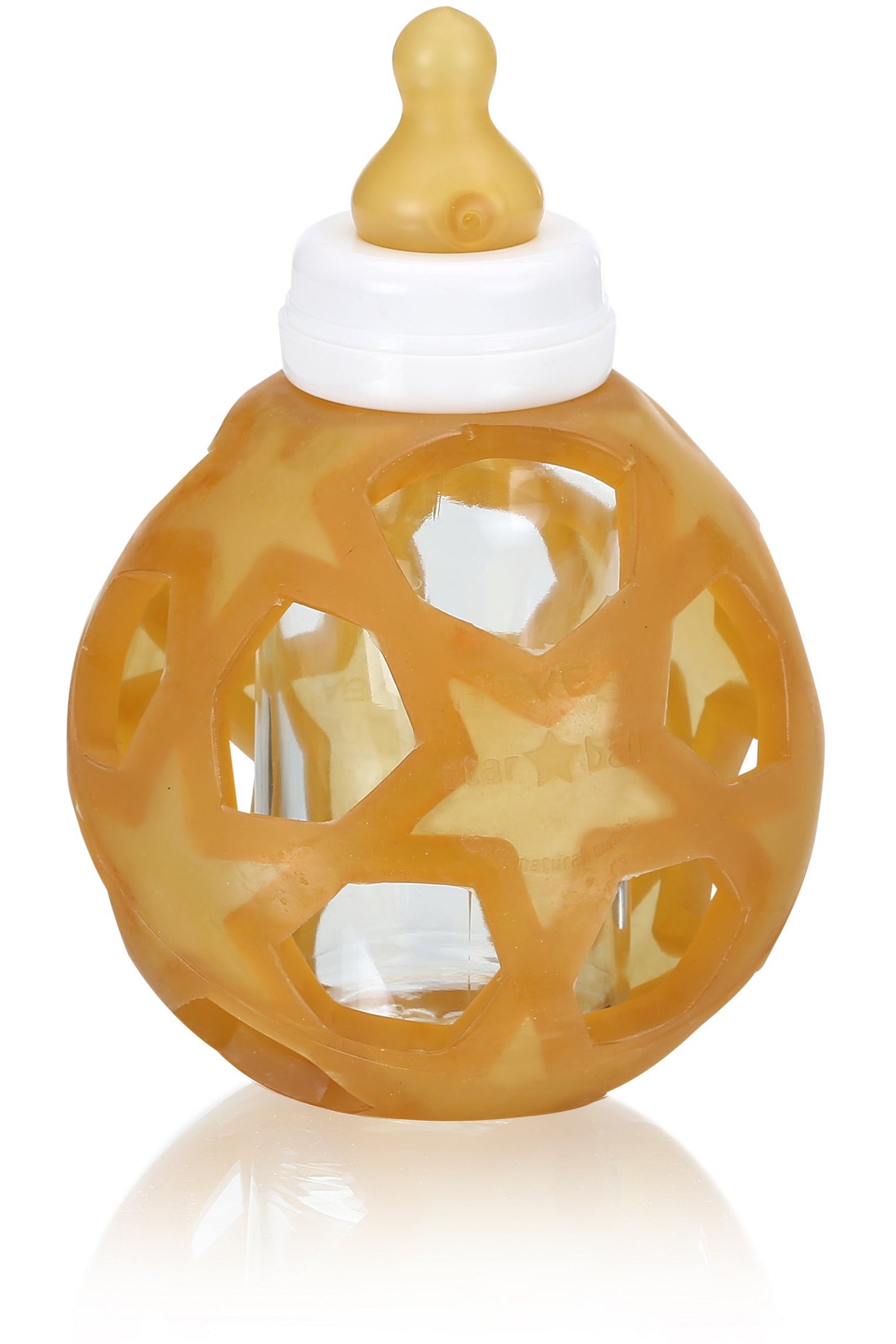Hevea - Glass Bottle with Natural Star Ball - White Top