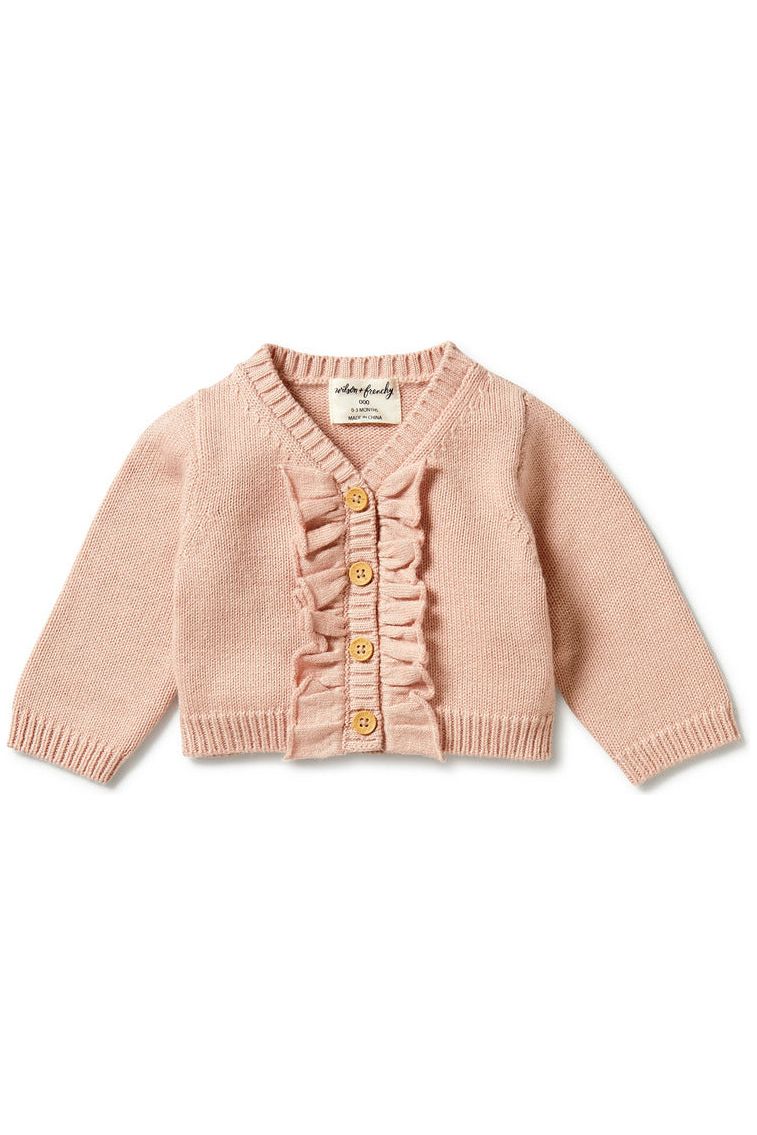 Knitted Ruffle Cardigan - Rose