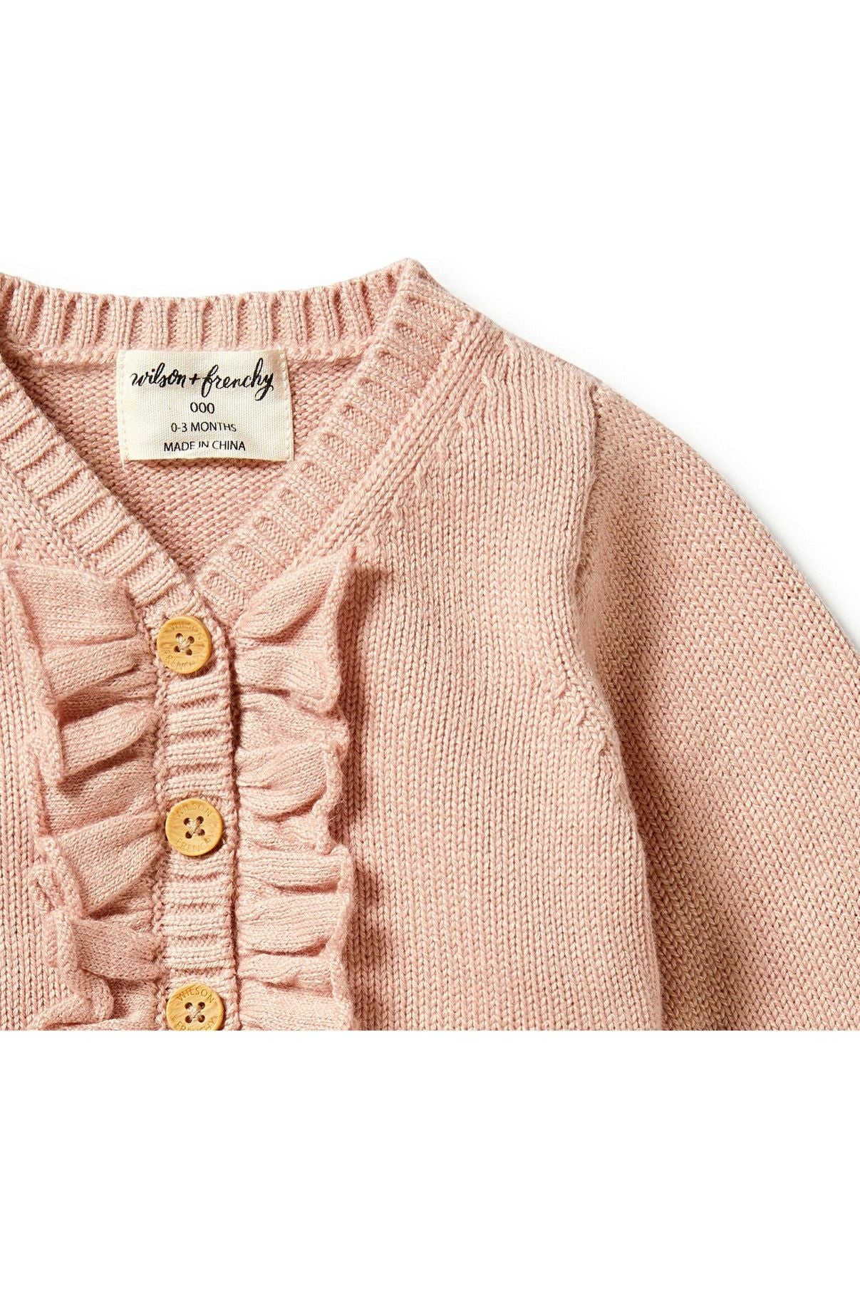 Knitted Ruffle Cardigan - Rose