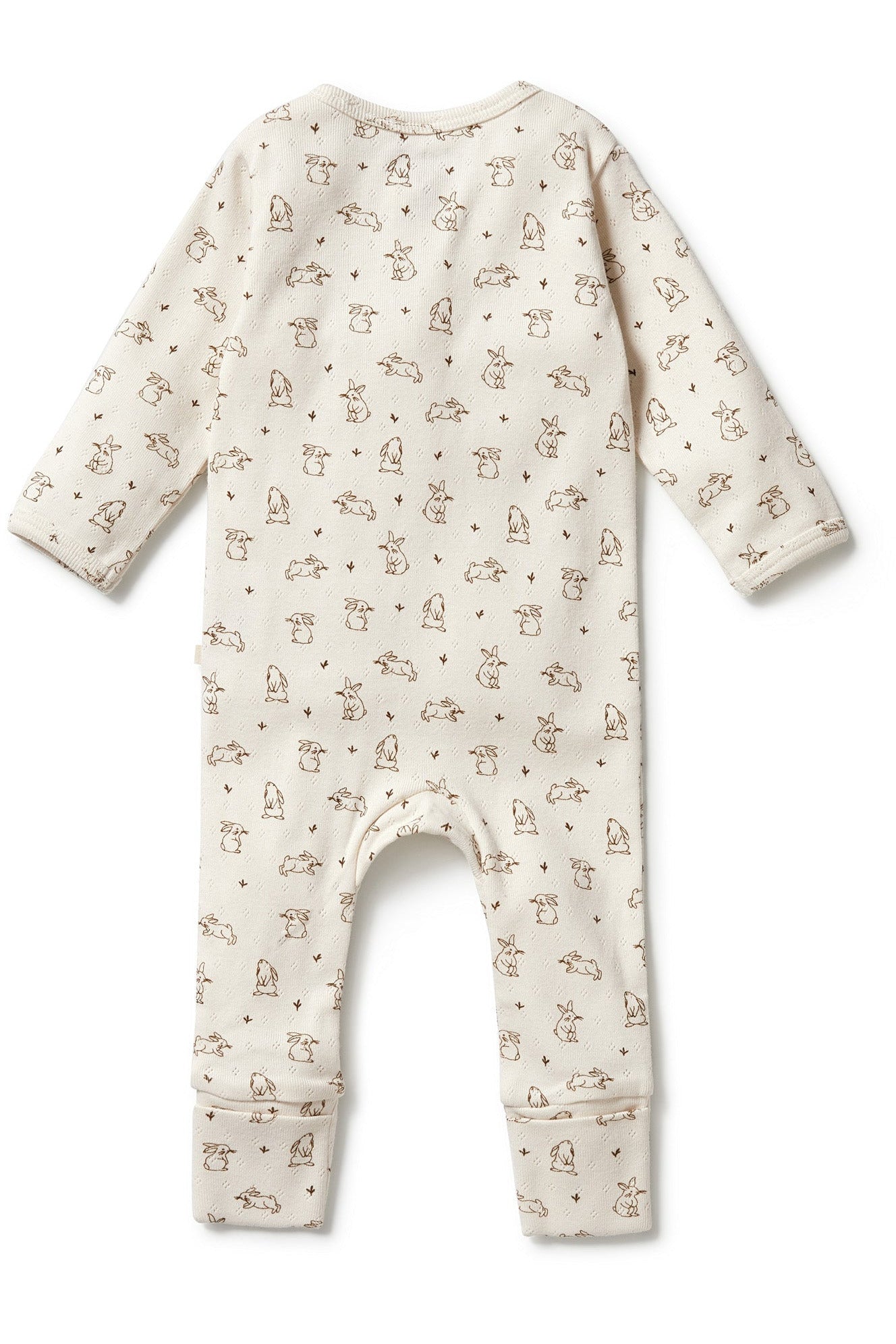 Organic Pointelle Zipsuit with Feet - Bunny Love