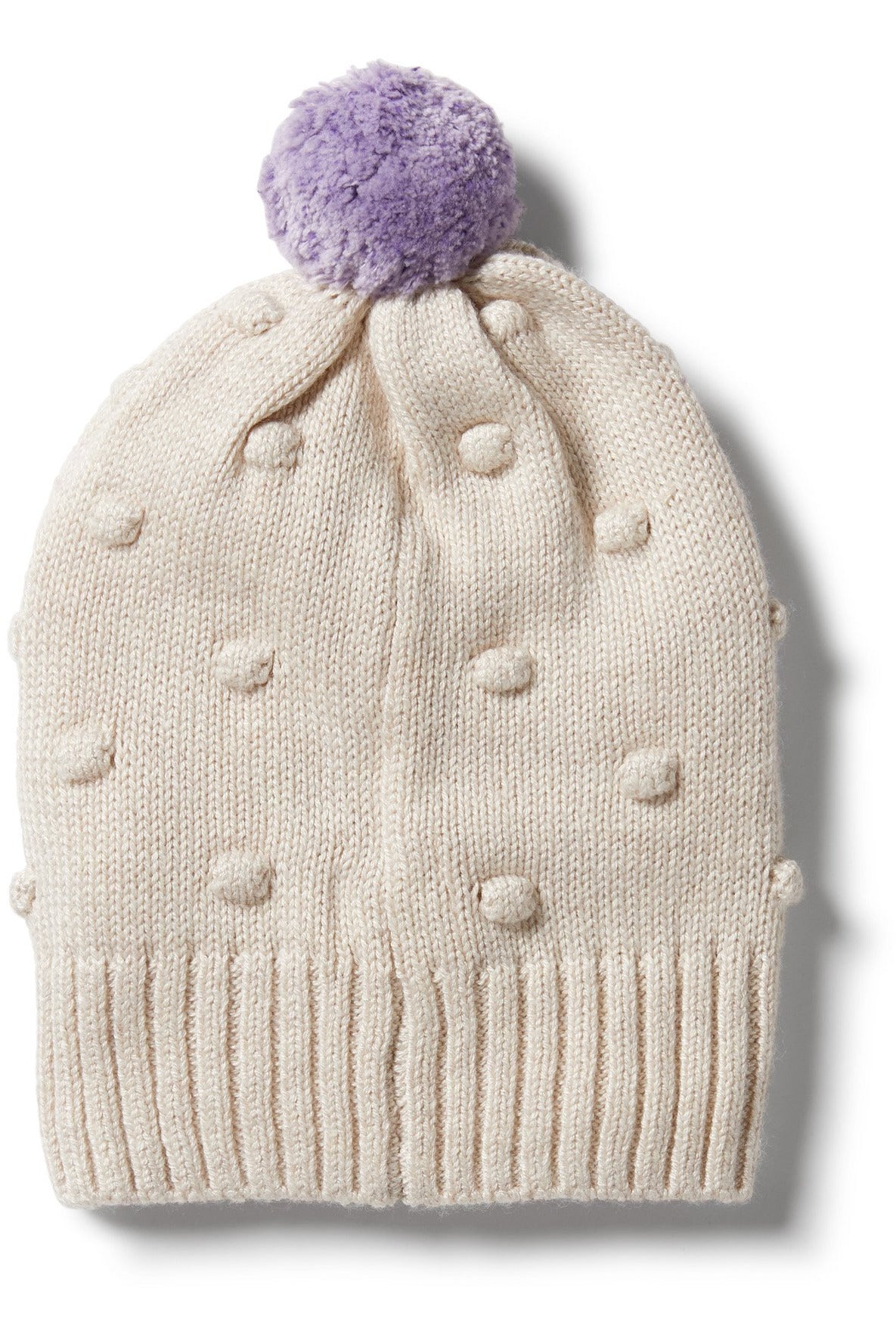 Knitted Spot Jacquard Hat - Oatmeal Melange