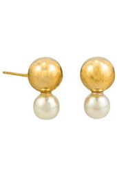 Gold Ball & Pearl Stud