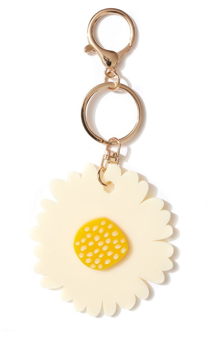 Giant Flower key ring- Cream with Yellow